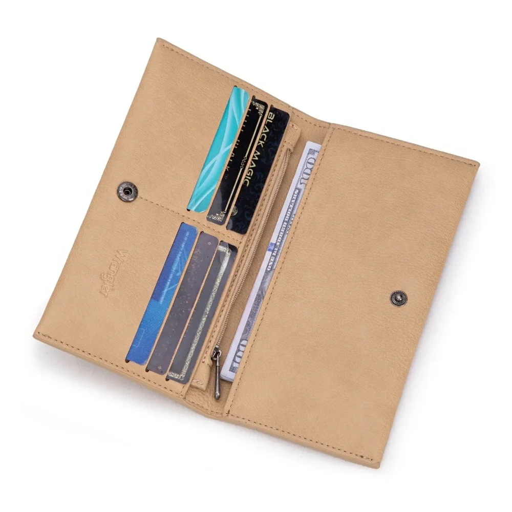 Wrangler Long Wallet with Detachable Zipper Pocket Tan